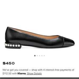 Worn Stuart Weitzman Pearl Flat Black Leather Size 7.5